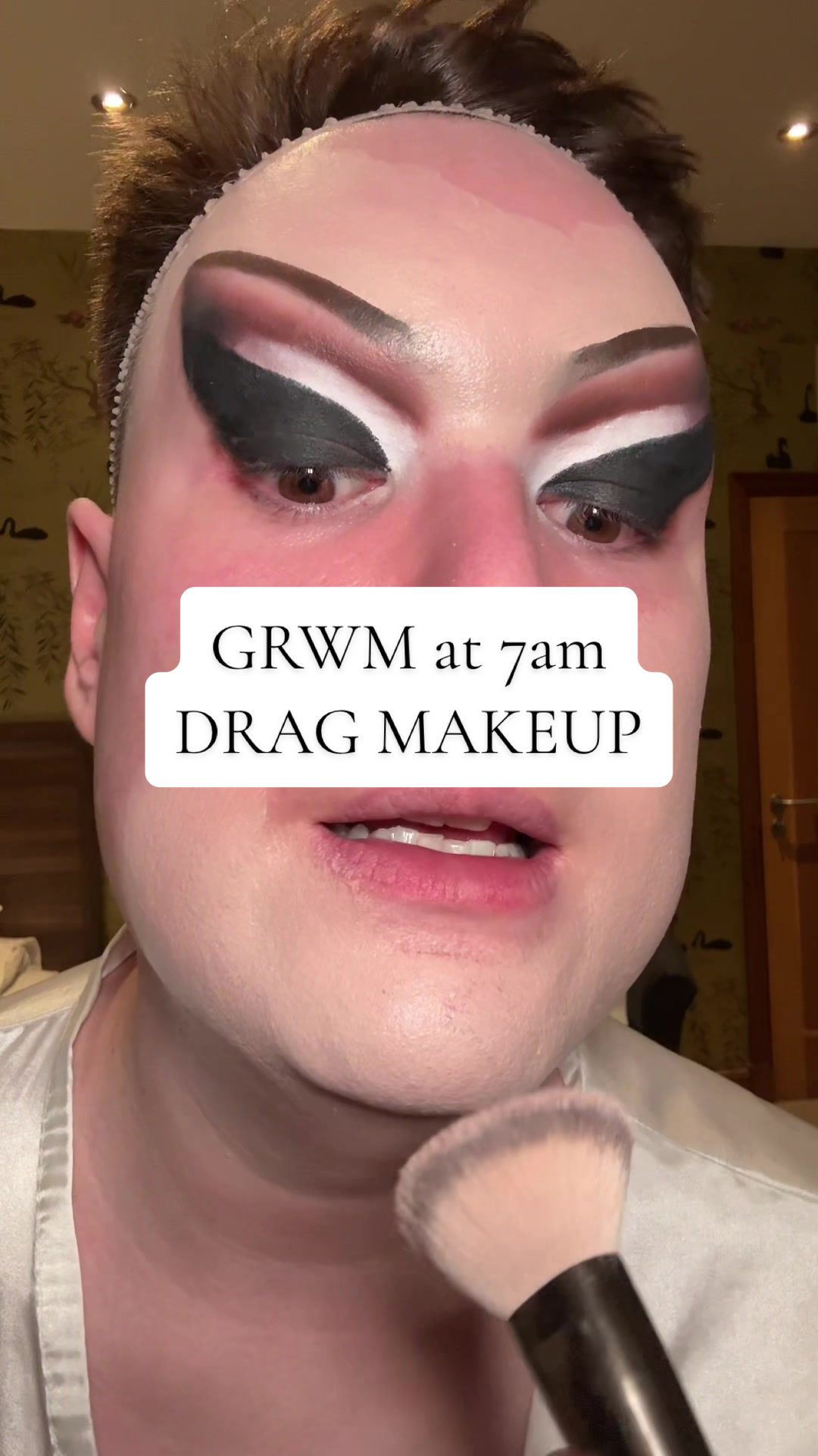 TikTok post by @rudevelvet for TATTI LASHES. Caption reads: Drag makeup at 7am is AWFUL  Products used: - @MUA....