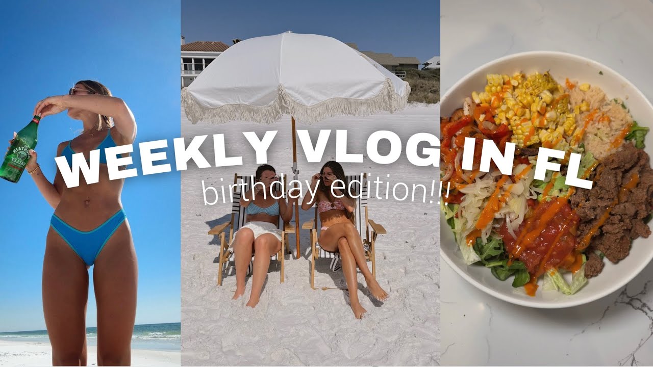 YouTube post by @brynleyjoyner for Honey Swim. Caption reads: birthday week!! beach days, workout routine,....
