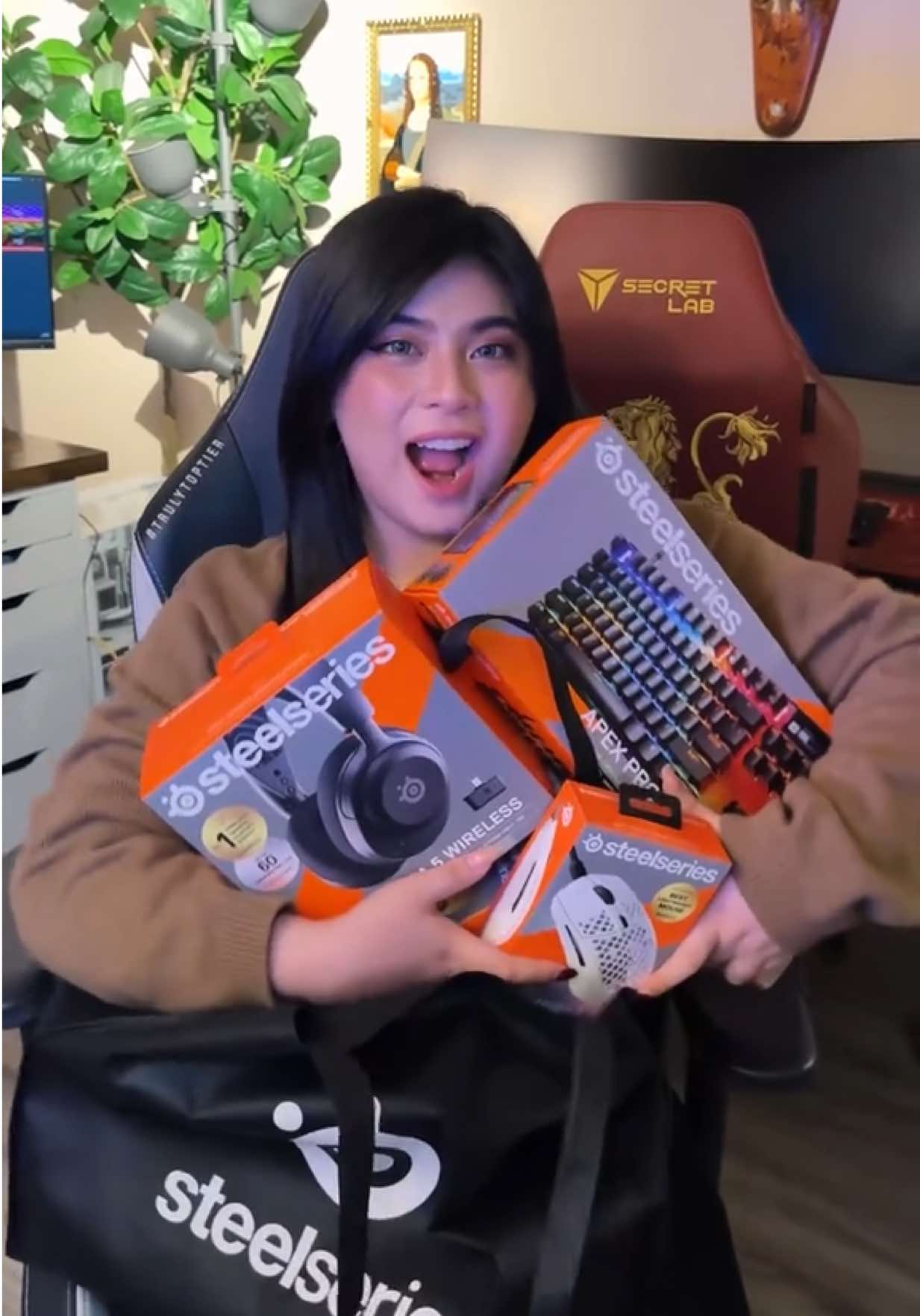 TikTok post by @cherizawa for SteelSeries. Caption reads: Mail hits different when it’s from @SteelSeries 🤩....
