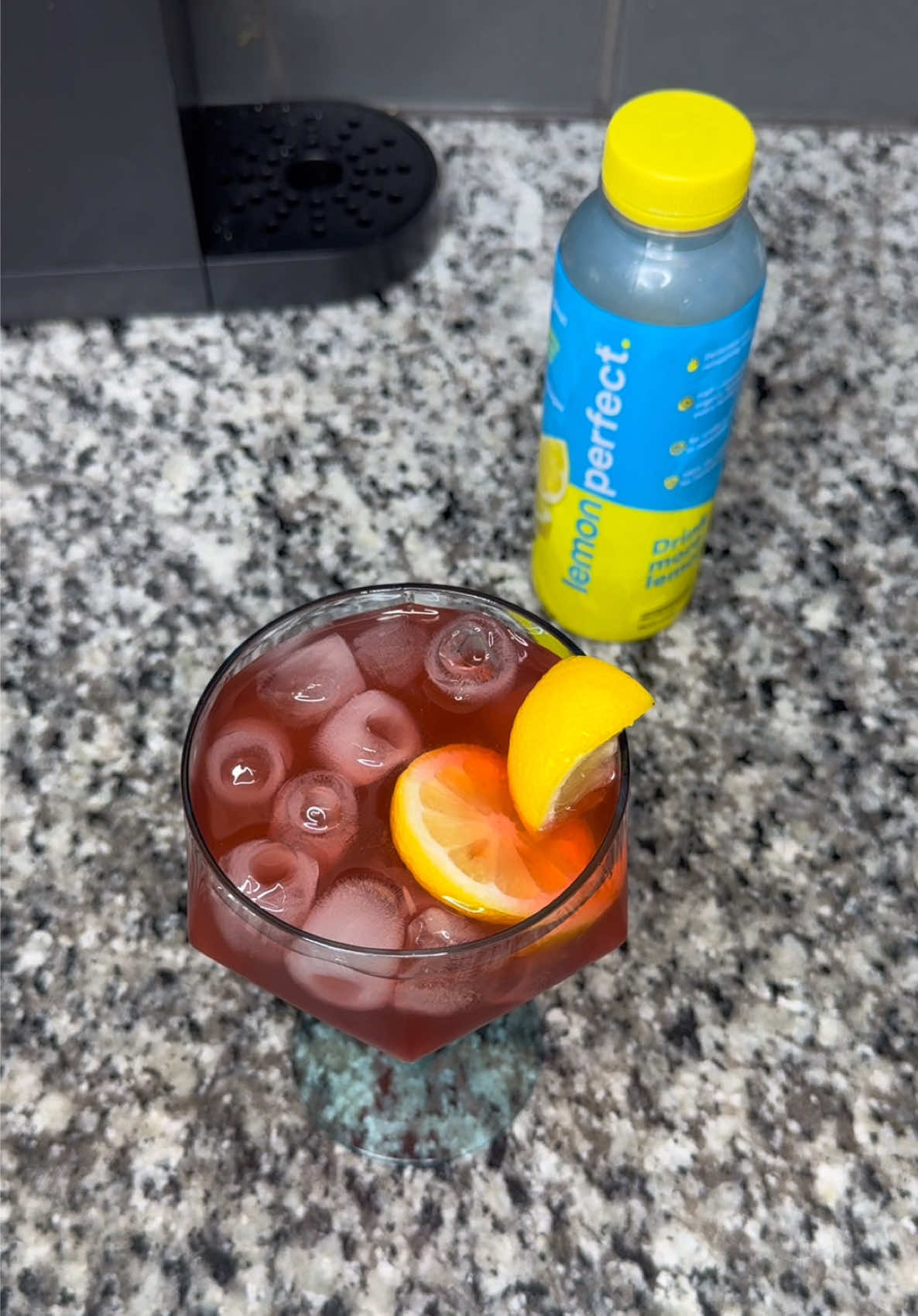 TikTok post by @randeelashay for Lemon Perfect. Caption reads: Just made the easiest mocktail using Lemon Perfect....