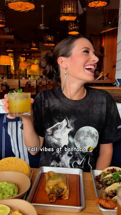 Instagram post by @kendalconrad for bartaco. Caption reads: It’s officially fall at @bartacolife, so we had to....