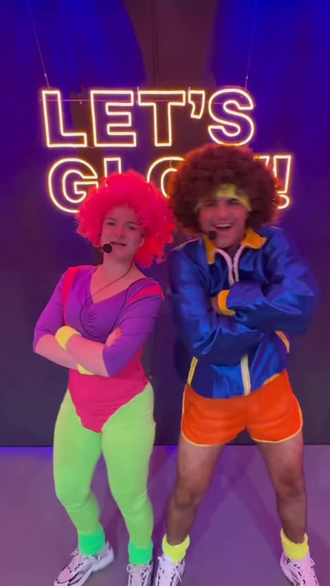 Instagram post by @nadecheandmootje for Basic-Fit NL. Caption reads: [...] aerobics instructors bij @basicfitnl 🤣🤣....