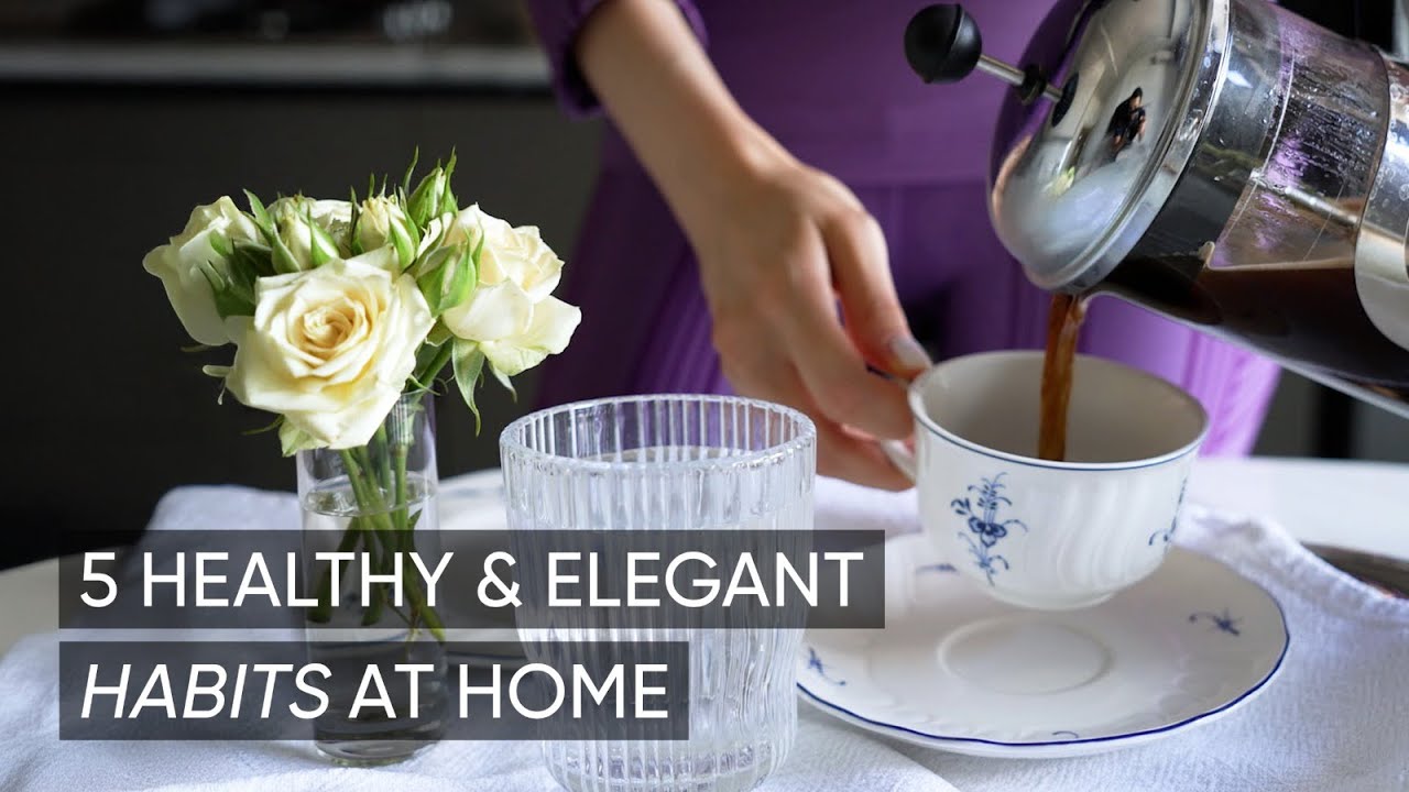 YouTube post by @JamilaMusayeva for Fanka. Caption reads: 5 Healthy & Elegant Habits to Practice at Home |....