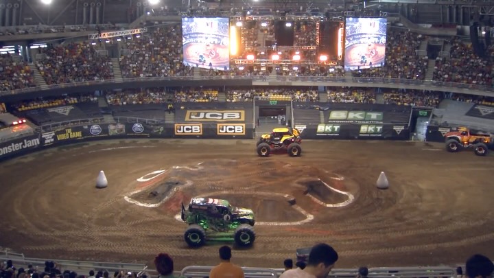 Instagram post by @brandonarthur56 for Monster Jam. Caption reads: @BrandonArthur56 got things rolling in Chile last....