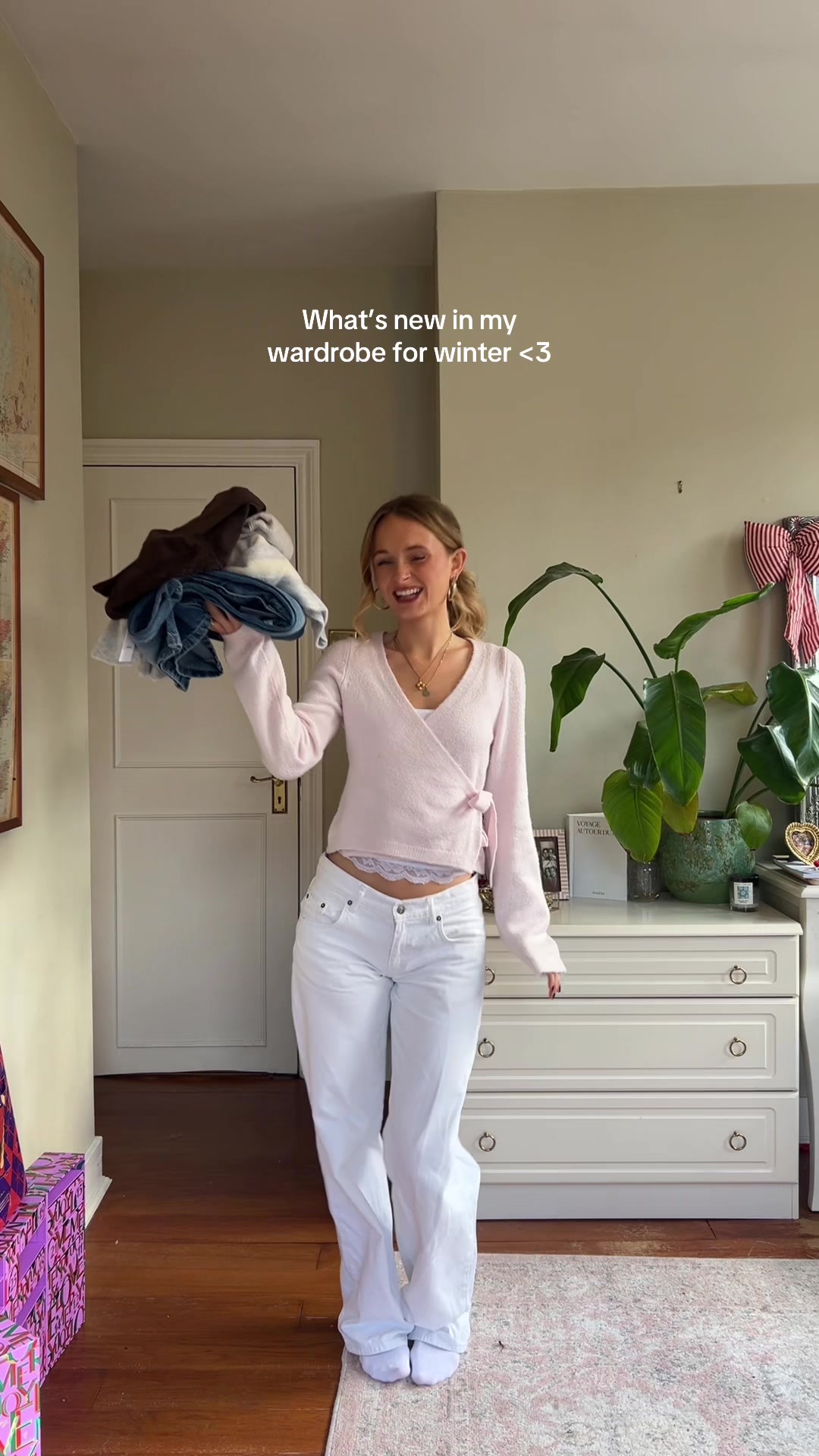 TikTok post by @malintomkins for Subdued. Caption reads: What’s new in my wardrobe for winter <33 @Subdued ....