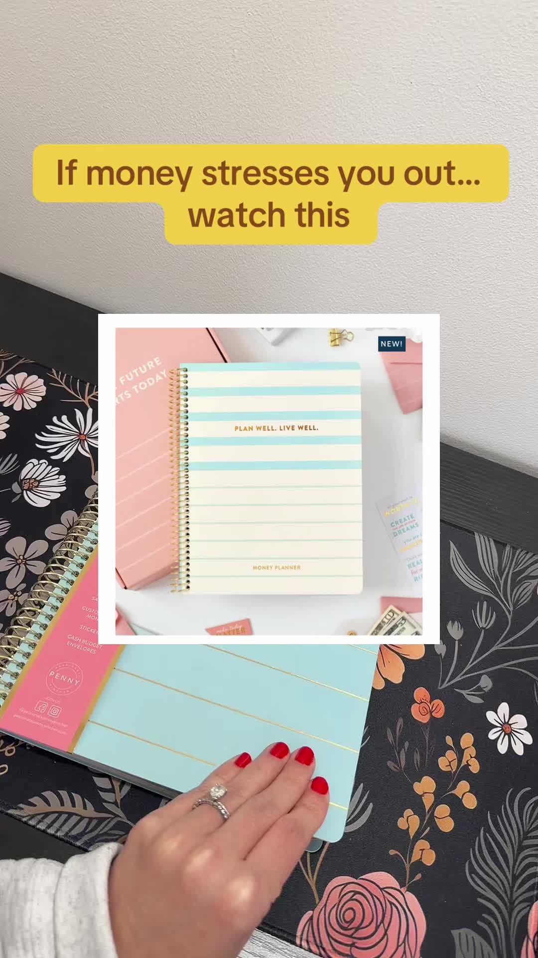 TikTok post by @kaylabriannxo for Passionate Penny Pincher. Caption reads: @Passionate Penny Pincher Money Planner is finally....