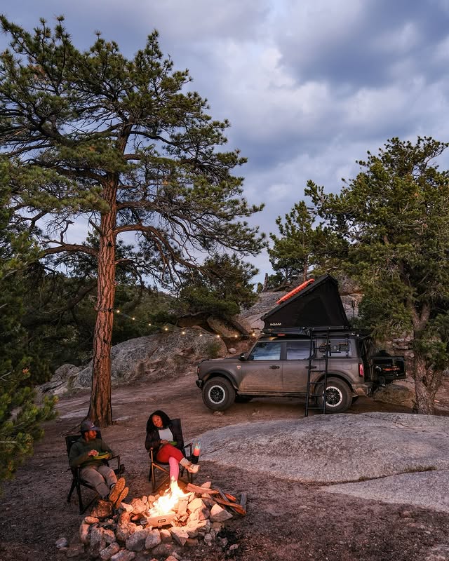 Instagram post by @caziahfranklin for Ford Bronco. Caption reads: [...] camping in Colorful Colorado⛰️ 2025 Ford....
