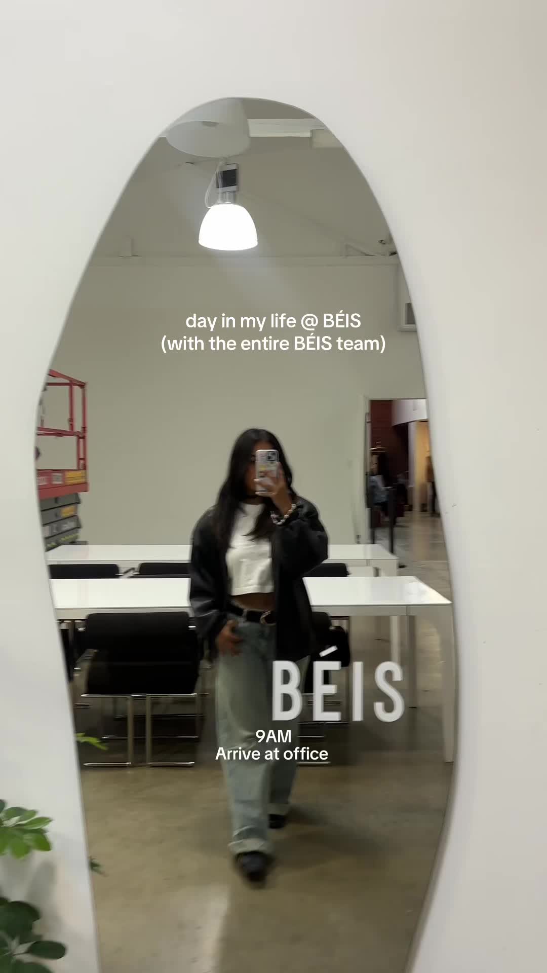 TikTok post by @ayeitsanju for BÉIS Travel. Caption reads: just a day in my life @BÉIS offsite edition #beis....