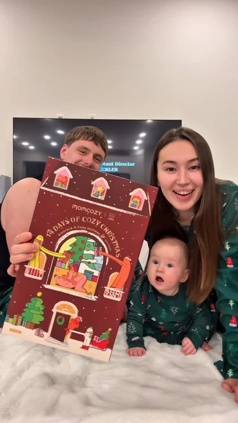 Instagram post by @gini_in_usa for Momcozy. Caption reads: What do you usually do on Christmas?
#Momcozy....