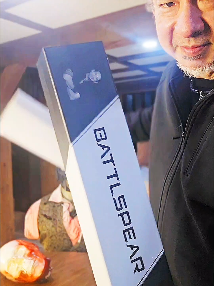 TikTok post by @dougmarcaida for BattlBox. Caption reads: [...] can extend into a short spear. Enjoy!....