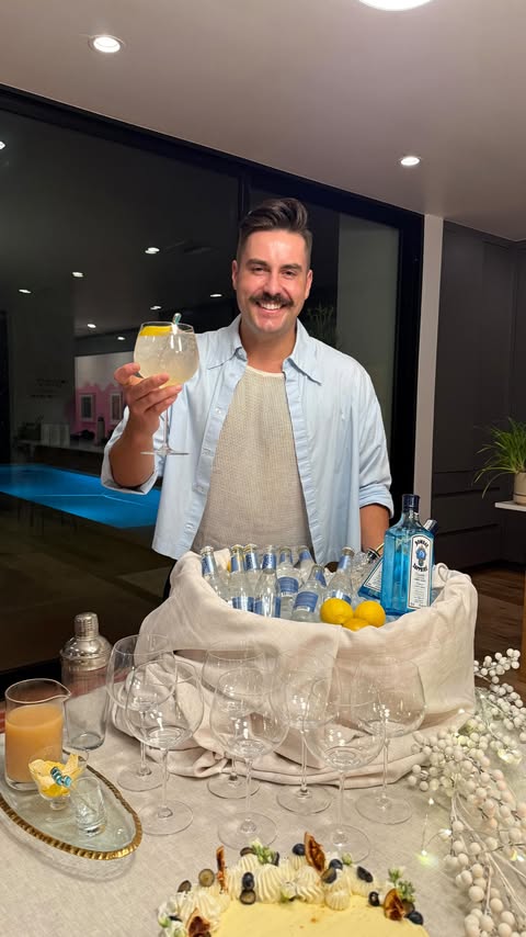 Instagram post by @chefreillymeehan for Bombay Sapphire. Caption reads: This is your sign to host a @bombaysapphireus....