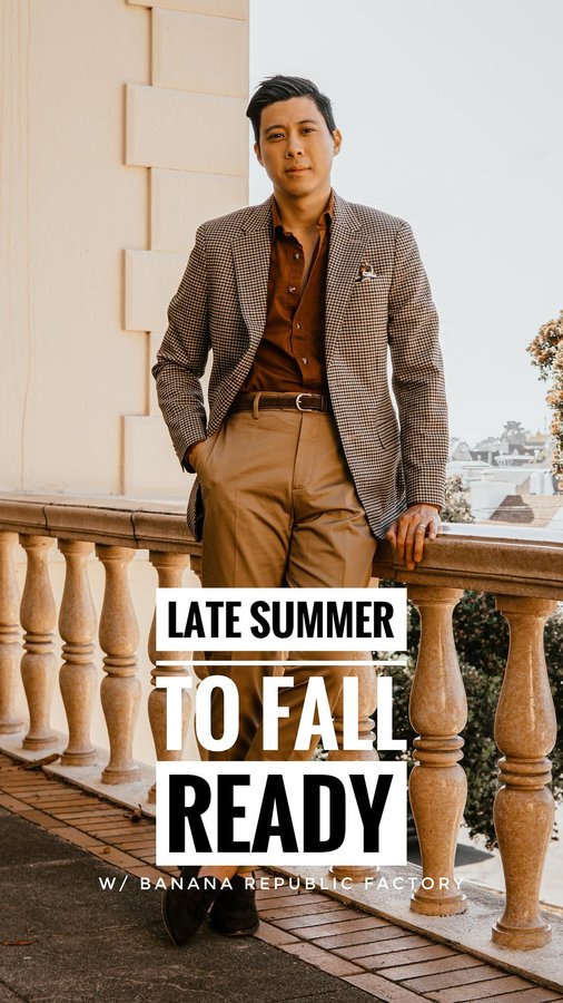 Instagram post by @bchanism for Banana Republic Factory. Caption reads: [...] - styling two outfits from....