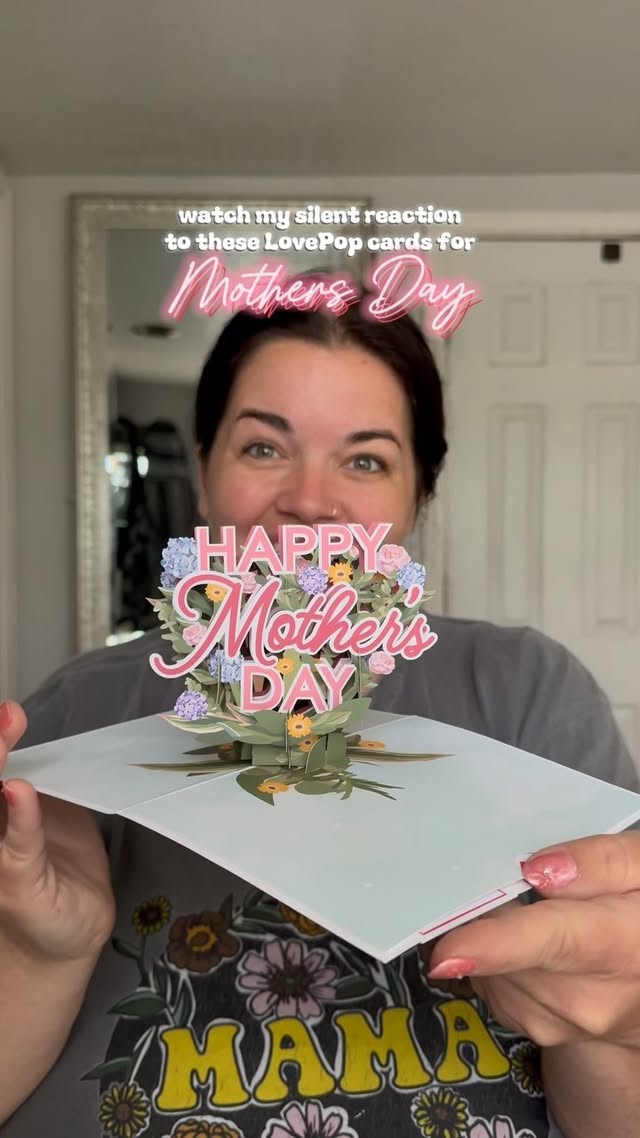 Instagram post by @jolene.mendez for Lovepop. Caption reads: Make this Mother’s Day pop 🎉 #ad @lovepop has....