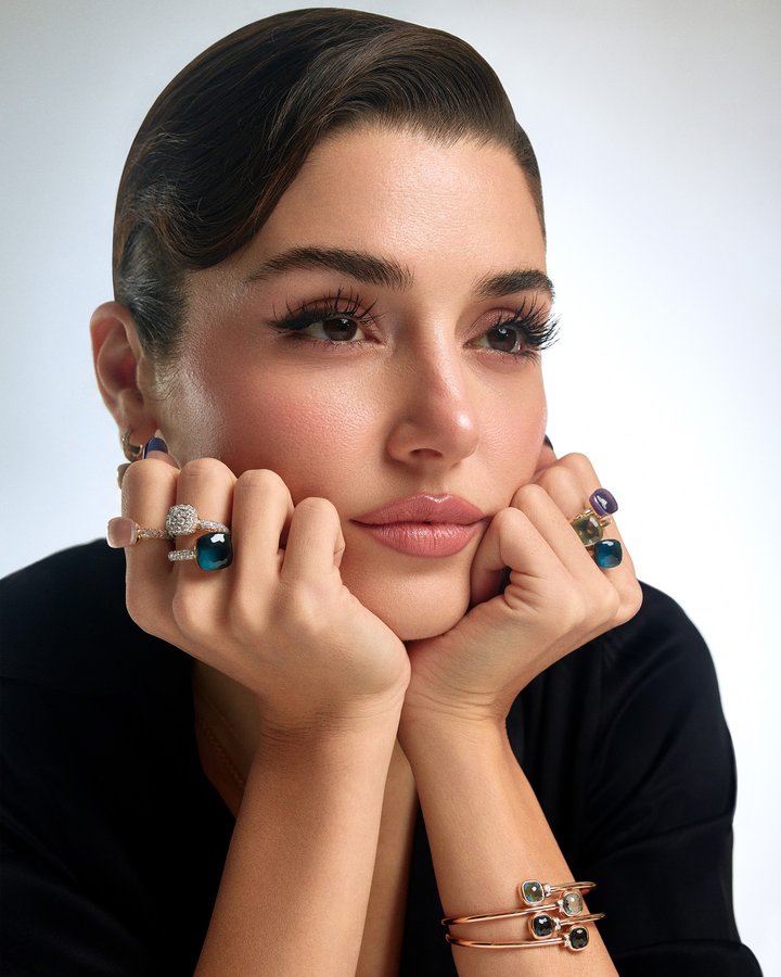 Instagram post by @handemiyy for Pomellato. Caption reads: Pomellato welcomes Hande Erçel as its new....