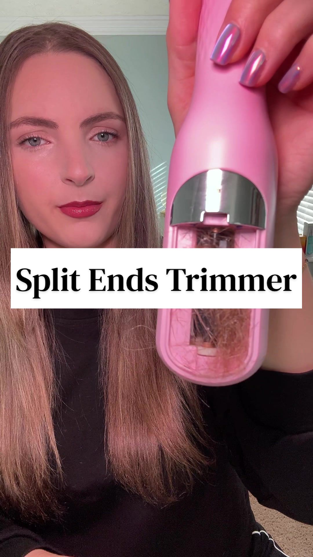 TikTok post by @one_georgia_peach for Wavy Chic. Caption reads: [...] problems, one split ends at a time ☺️ @@Wavy....