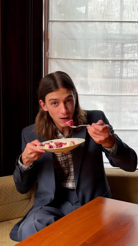 Instagram post by @pierceabernathy for FARFETCH. Caption reads: Roasted Beets with Hosui Pear, Brown Butter, and....