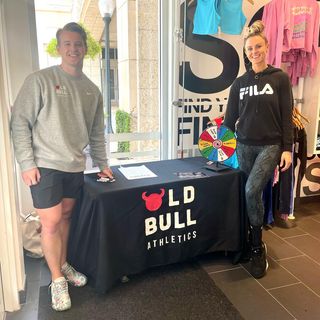 Instagram post by @oldbullathletics for SoulCycle. Caption reads: [...] are excited to partner with @soulcycle Coral....