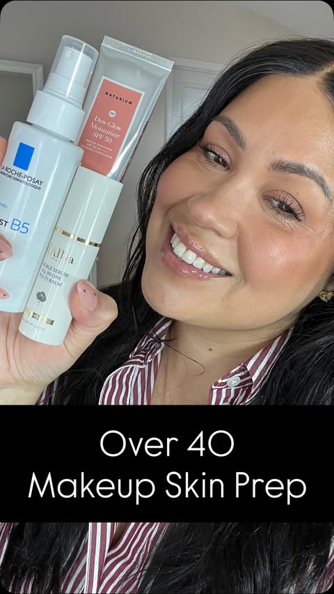Instagram post by @veronicashavie for Naturium. Caption reads: Step by step, over 40 makeup skin prep. Skin prep....