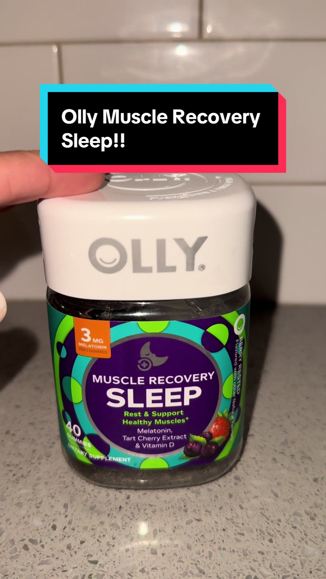 TikTok post by @xoxoshadowshopper for OLLY. Caption reads: @OLLY Wellness Olly Muscle Recovery [...].