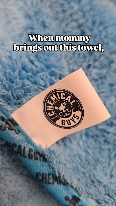 Instagram post by @lets_talk_about_ivf_baby for Chemical Guys. Caption reads: [...] towel snuggle after playtime? Follow....