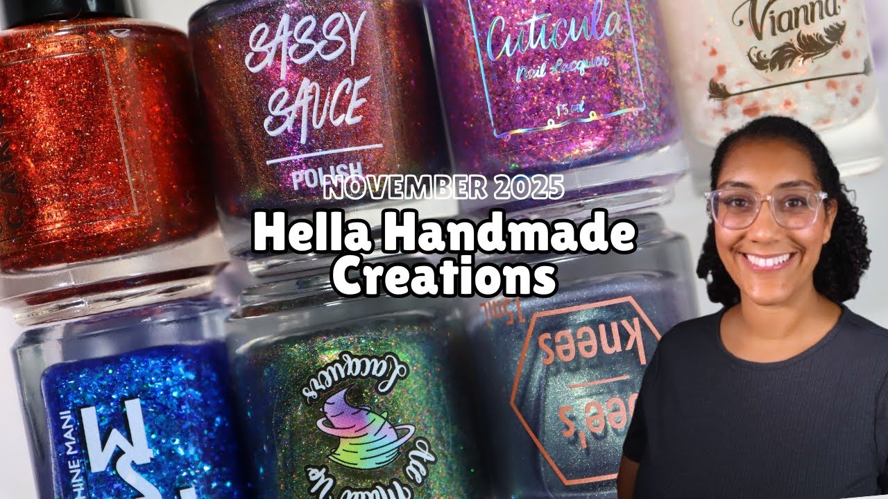 YouTube post by @PolishwithRae for Beyond Polish. Caption reads: November Hella Handmade Creations │ HHC │ Live....