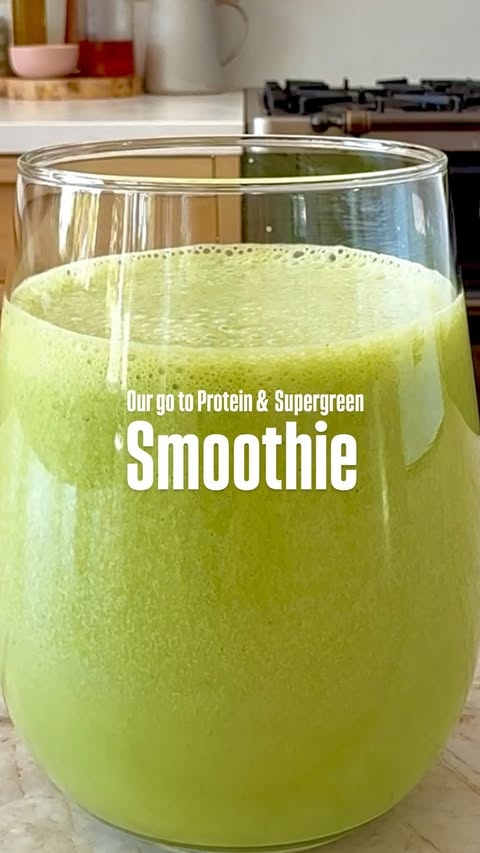 Instagram post by @darrenrobertsonfood for The Beauty Chef. Caption reads: Our Go-to Protein & Supergreen Smoothie that ticks....