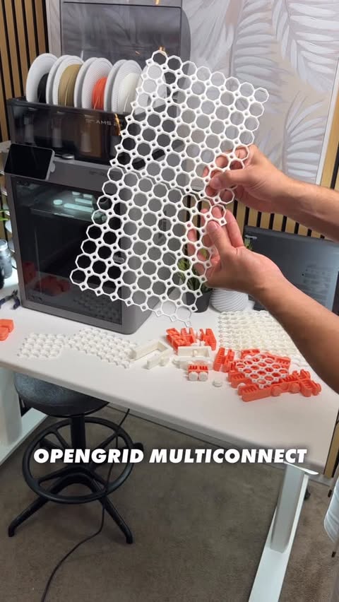 Instagram post by @techy_cave for Bambu Lab. Caption reads: Just re-did my cable management using 3D model....