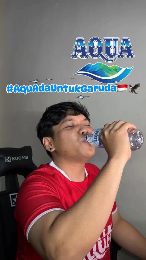 Instagram post by @aruulr for Sehat AQUA. Caption reads: [...] #timnasindonesia #PunditFavoritmu @sehataqua....