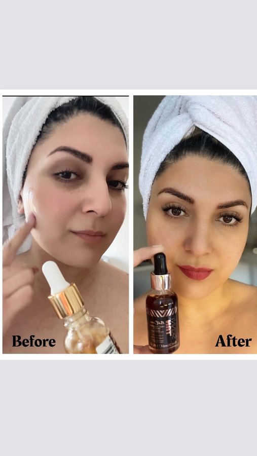 Instagram post by @ayleen_daily for Skinny Tan. Caption reads: Guess what!!! 🥳 my foundation-free life has just....