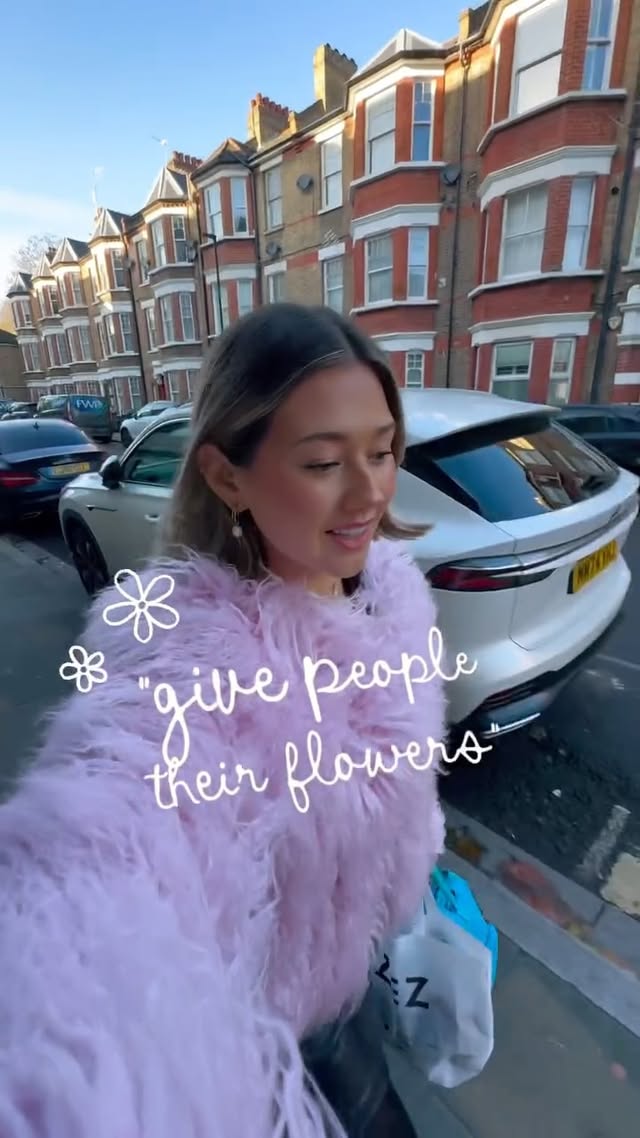 Instagram post by @otti_ldn for Estella Bartlett. Caption reads: [...] Pearl Double Hoop earrings from....