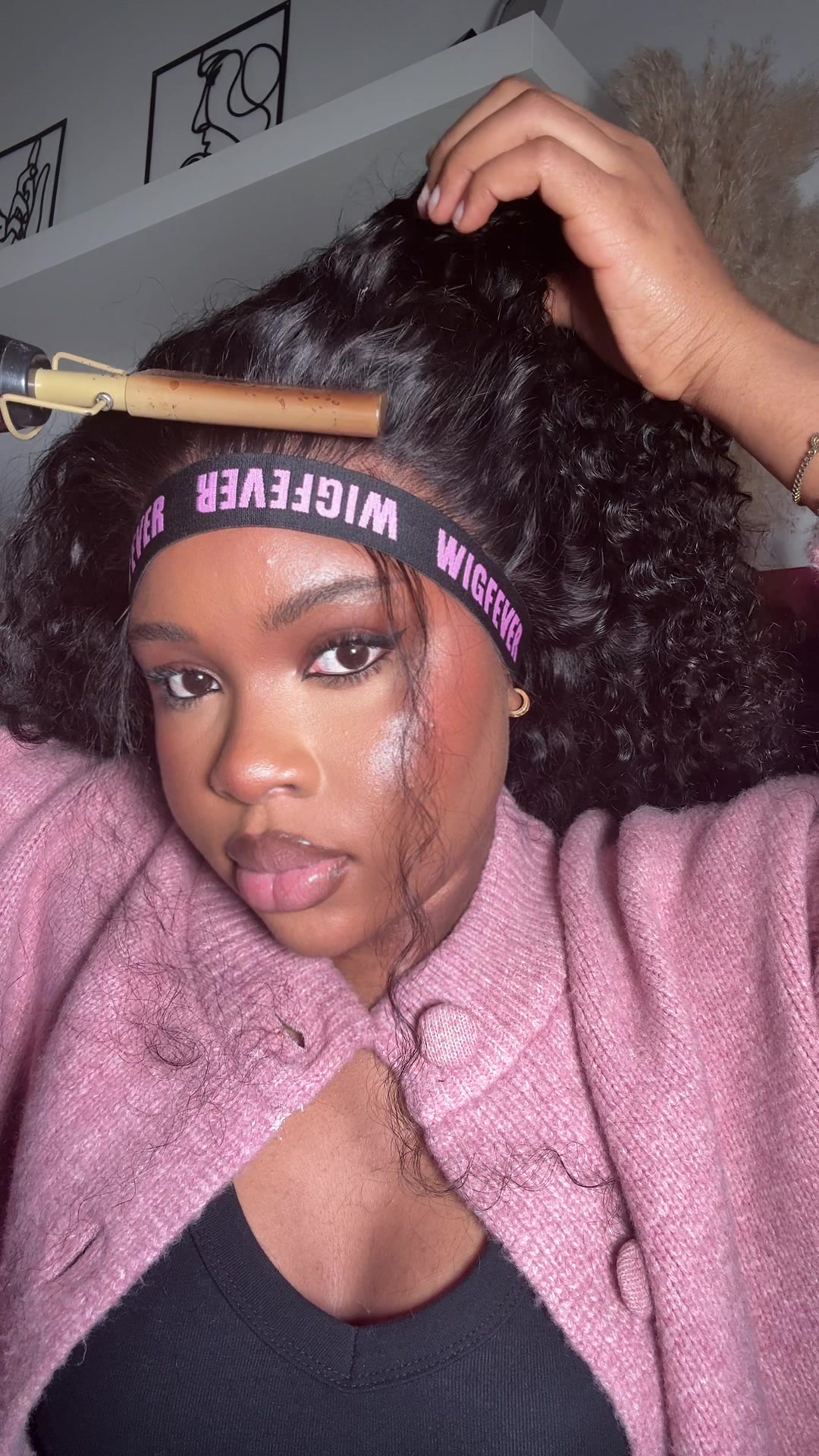 TikTok post by @e_tana_ for WigFever. Caption reads: 360 waterwave wig from @WigFever Hair link in my....