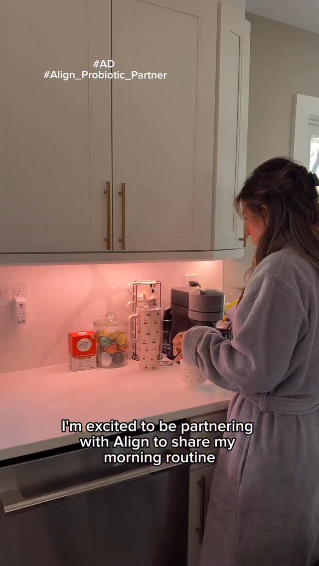 Instagram post by @janieippolito for Align Probiotics. Caption reads: Mornings = my reset time #ad....