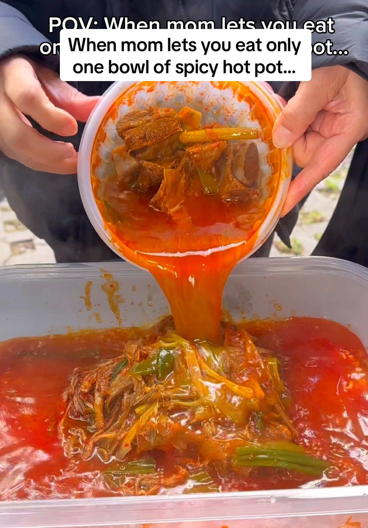 TikTok post by @kimnlizasmr for OLIPOP. Caption reads: [...] you eat only one bowl of spicy hot pot…....