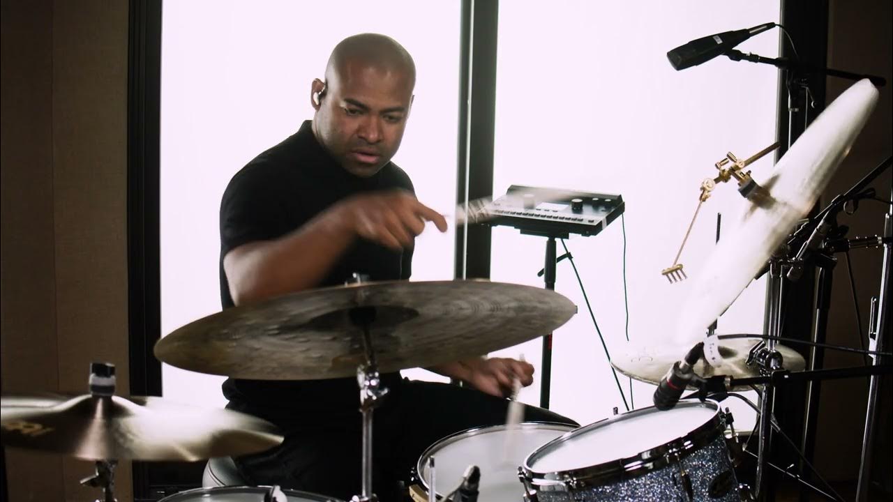 YouTube post by @isacjamba for Vic Firth. Caption reads: [...] Drum ⚫Meinl Cymbals ⚫Meinl Percussion ⚫Vic....