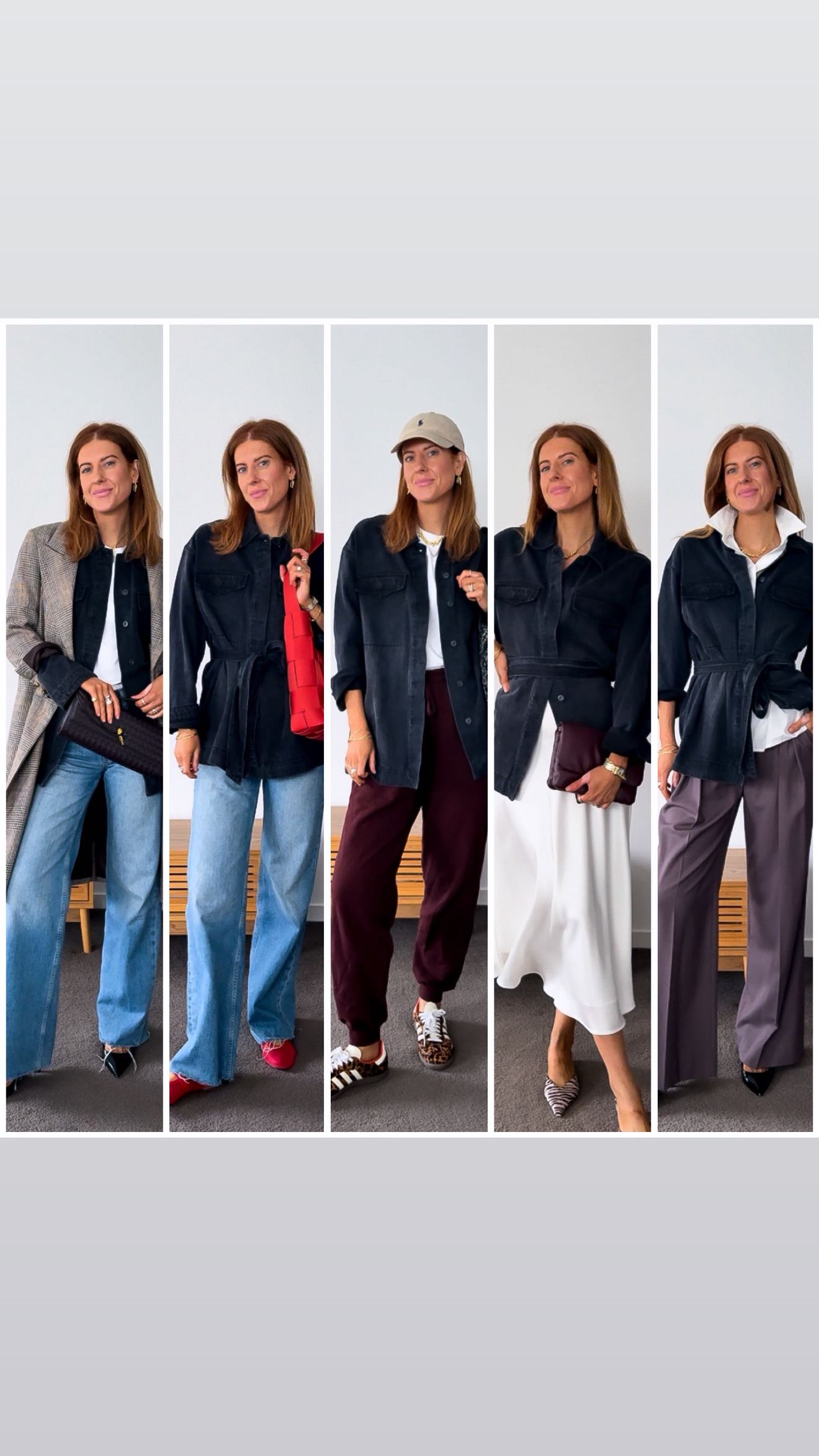 Instagram post by @bycaitlinanne for Witchery. Caption reads: One denim jacket, styled 7 different ways. How....