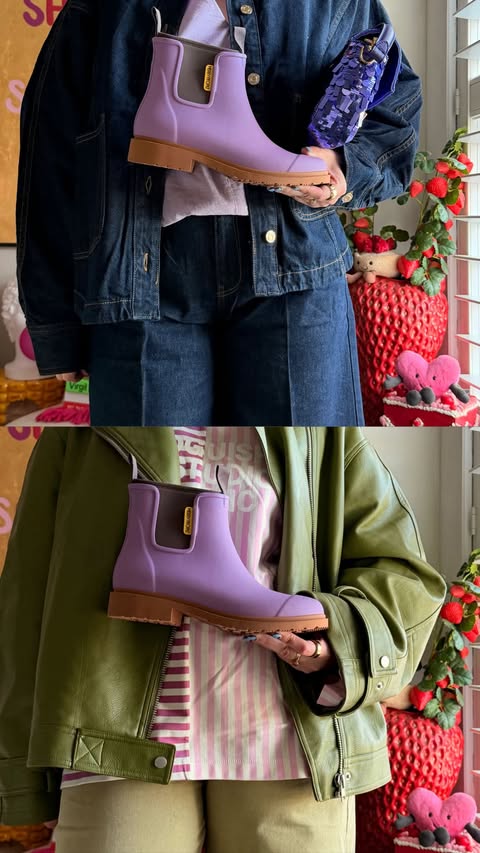 Instagram post by @styled.daisy for Merry People. Caption reads: [...] The new Dusty Lilac Bobbi Boots from....