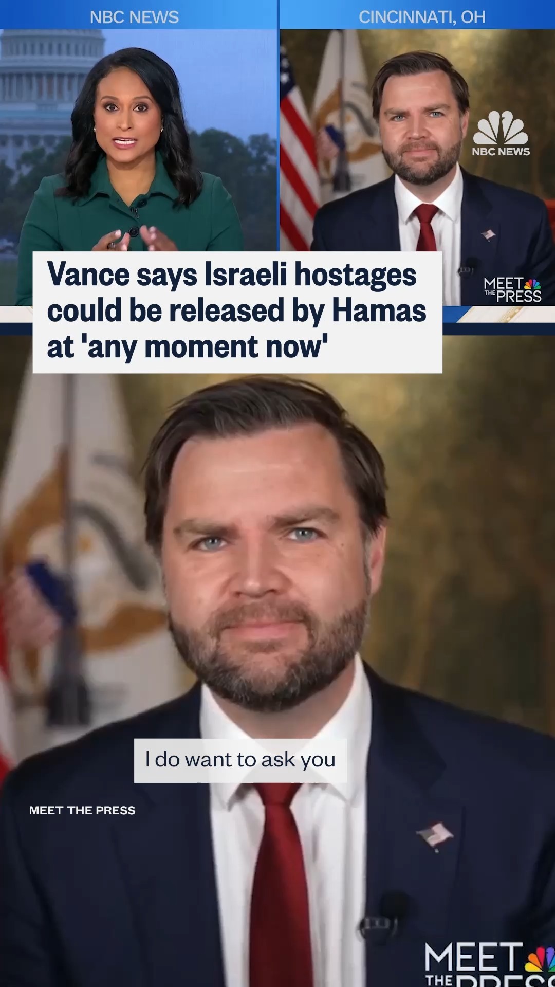 Instagram post by @kristen.welker for NBC News. Caption reads: Vice President JD Vance on Sunday morning told....