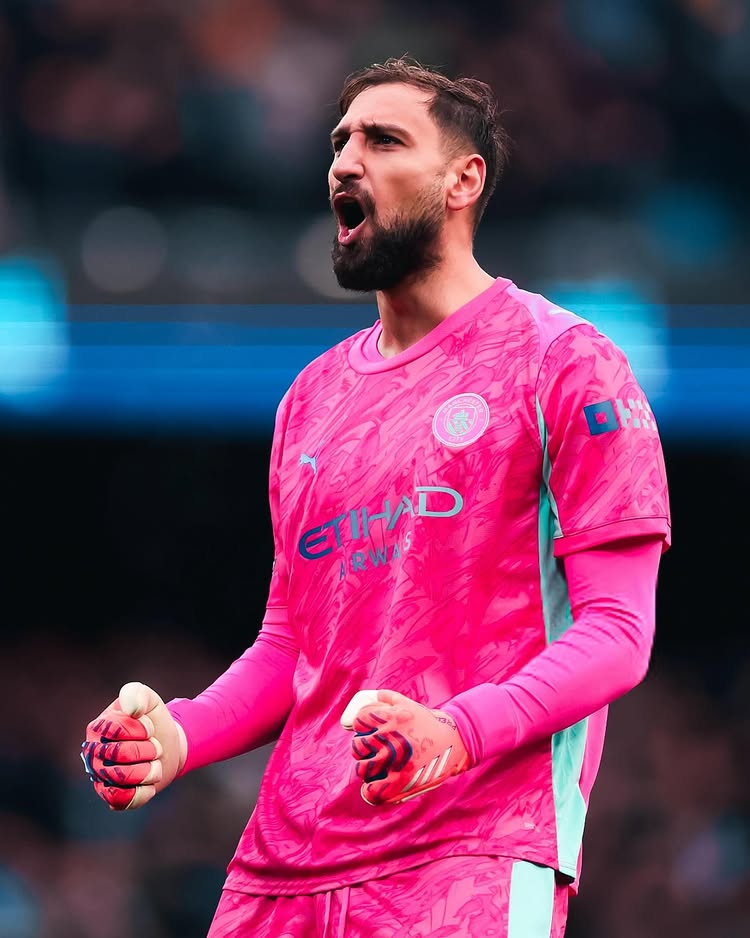 Instagram post by @donnarumma for Manchester City. Caption reads: Important win at our home 🩵.