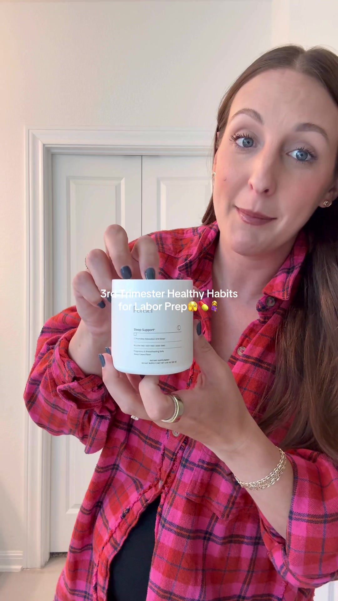 TikTok post by @skinnyhangover for Perelel. Caption reads: [...] trimester as a third time mom to be! Perelel....