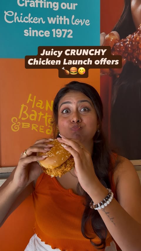 Instagram post by @harshuexplores for Popeyes. Caption reads: Run to the New Popeyes stores launched in Namma....