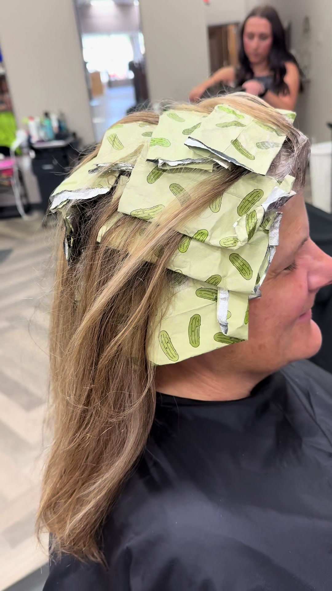 TikTok post by @nicrenz5 for Framar. Caption reads: Big Dill Energy 💚✂️🥒 @Beauty Crew✨  @framar  ....