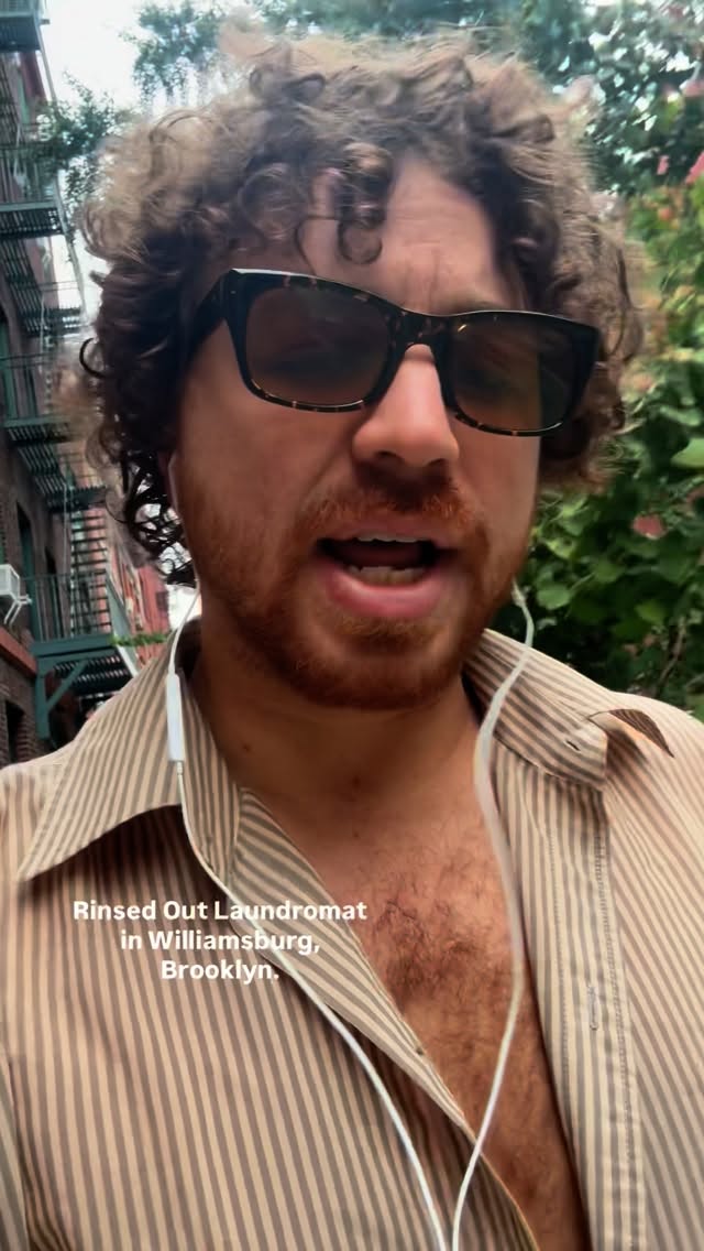 Instagram post by @alex_delany for Impossible Foods. Caption reads: NYC! We’re throwing a party in a Laundromat! Catch....