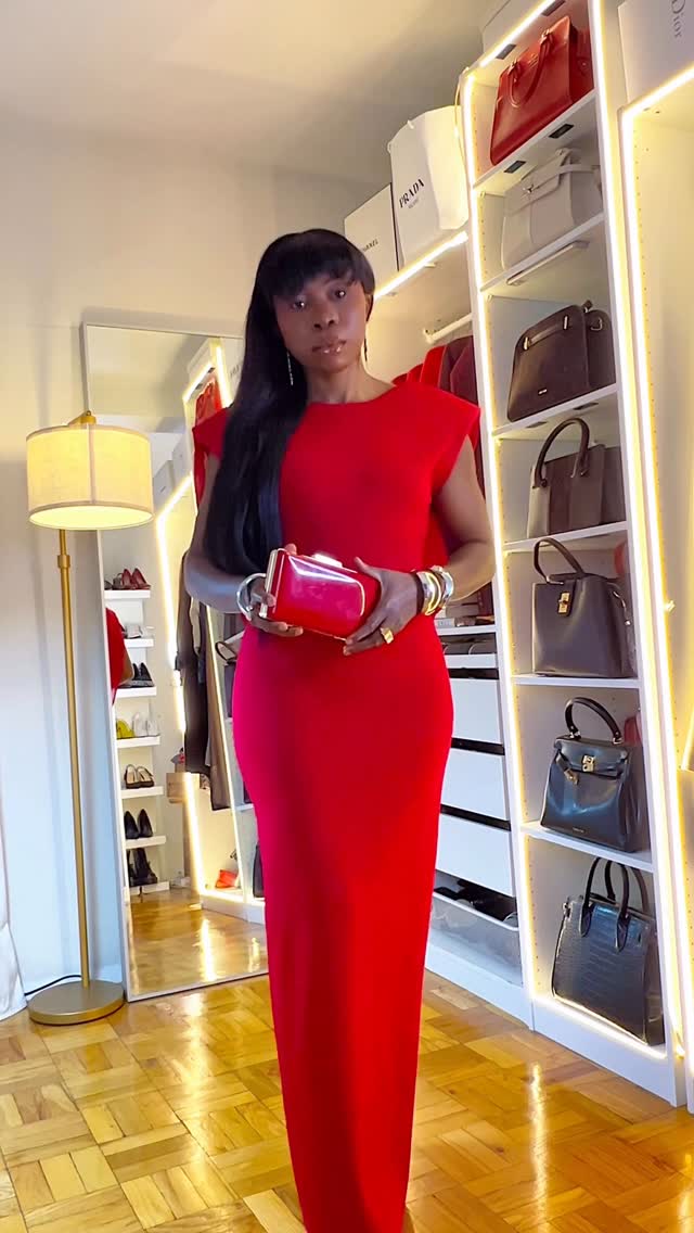 Instagram post by @queenessynyc for Karen Millen. Caption reads: In Love with this Stunning Dress . She’s Perfect....