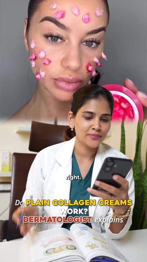 Instagram post by @drpriyankareddy for Novology. Caption reads: Plain collagen creams may look appealing, but they....