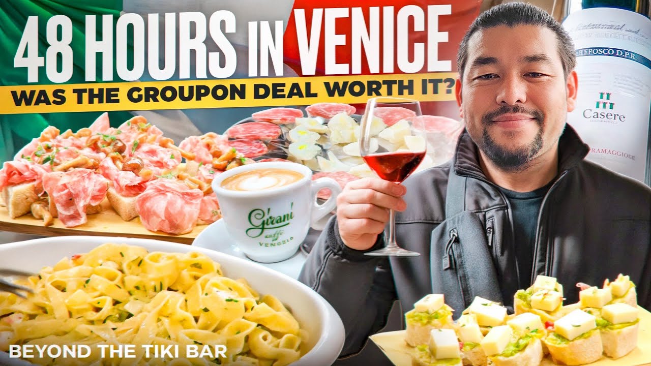 YouTube post by @ThisIsTikiBar for Viator. Caption reads: 48 HOURS IN VENICE — Was the Groupon Deal Worth....