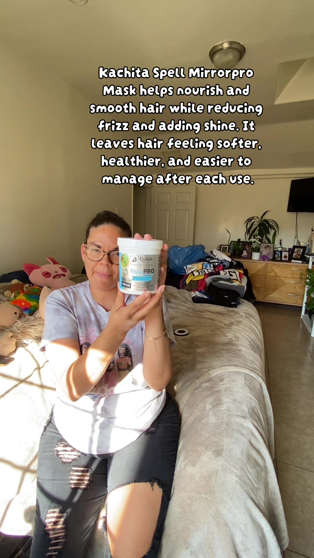 TikTok post by @red82003 for Kachita Spell. Caption reads: Kachita Spell Mirrorpro Mask helps nourish and....