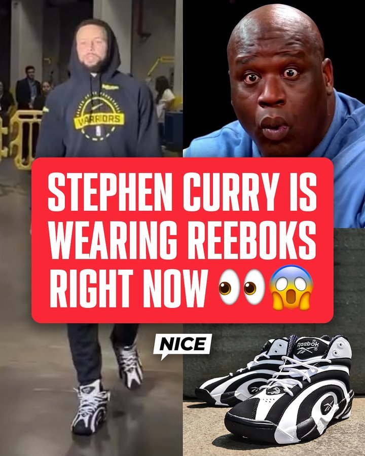 Instagram post by @shaq for Nice Kicks. Caption reads: Stephen Curry continues his sneaker free agency by....