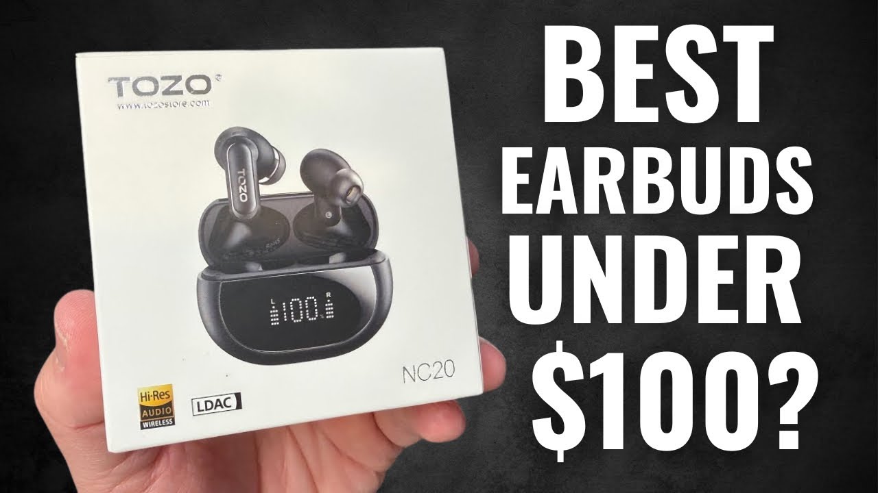 YouTube post by @TechOdyssey for TOZOSTORE. Caption reads: Best ANC Earbuds Under $100!? TOZO NC20 True....