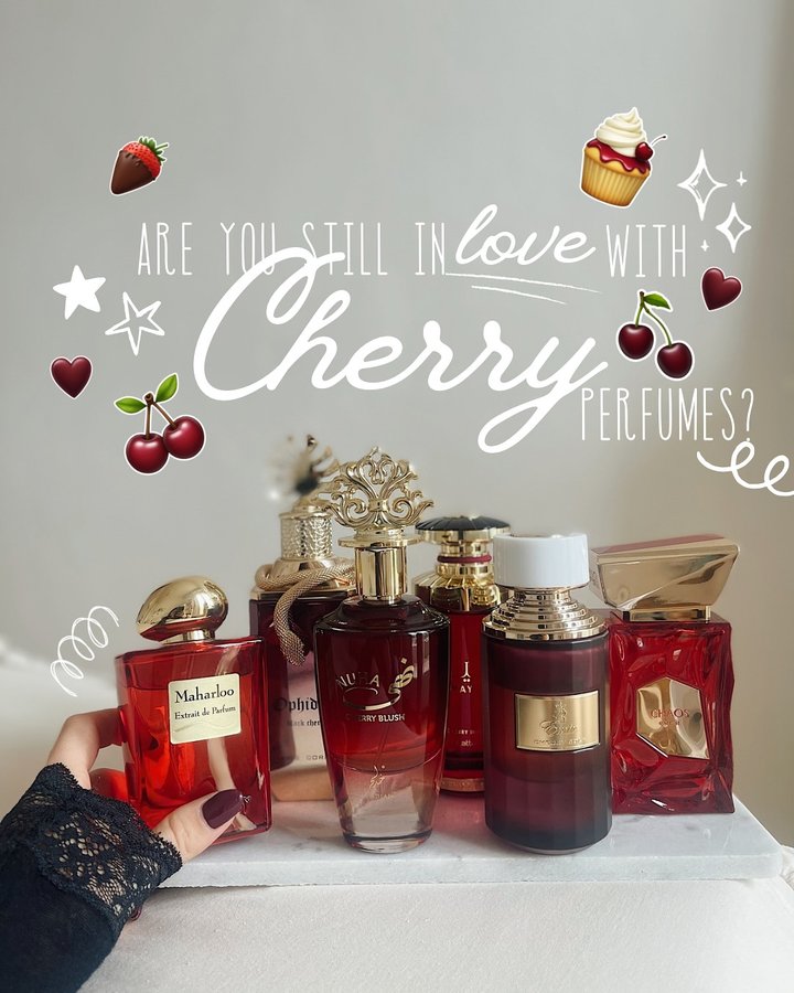 Instagram post by @scentedcloud18 for Paris Corner Perfumes. Caption reads: [...] Perfumes featured: 🍒 Cherry Cola....