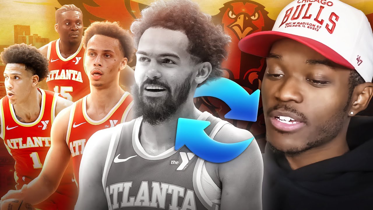 YouTube post by @KOT4Q for Chomps. Caption reads: An Atlanta Hawks Rebuild, But I Trade Trae Young.